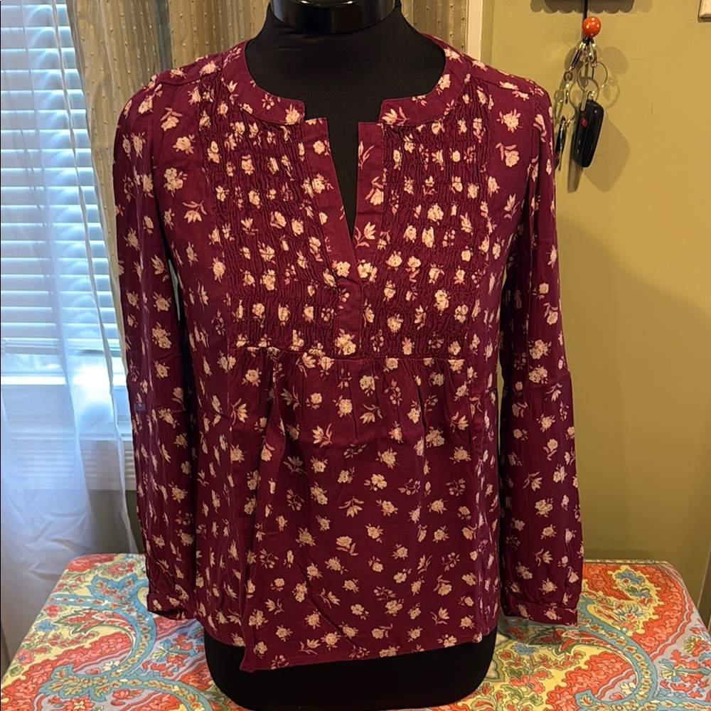 Floral Burgundy Lucky 🍀 Brand Women's Floral Top